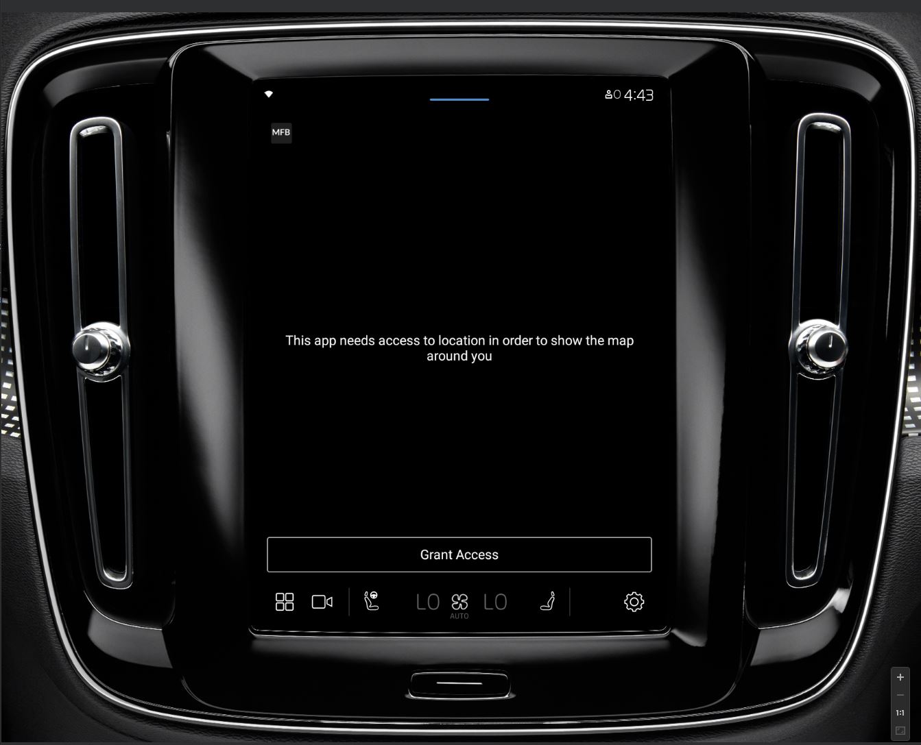 Screen to grant access to Android Automotive to location